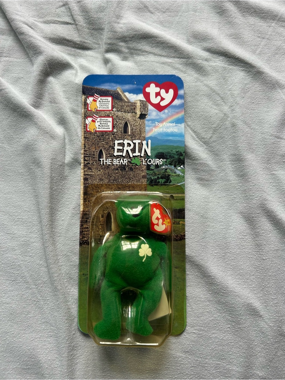Ty Green Erin Bear with Shamrock Plush